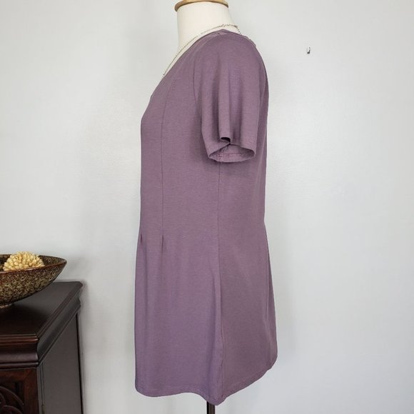 AnyBody Cozy Knit Seamed Tee Faded Plum Cotton Modal Spandex Top NWOT Size M - Picture 4 of 9
